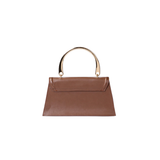 Sculptural Gold Tone Top Handle Handbag
