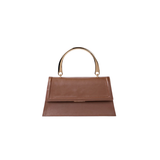 Sculptural Gold Tone Top Handle Handbag